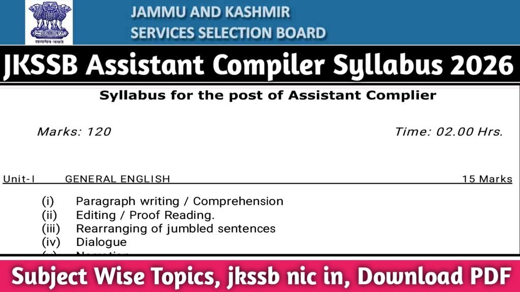 JKSSB Assistant Compiler Syllabus 2026